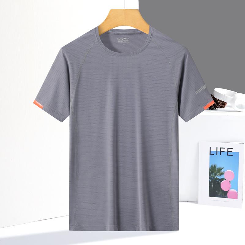 Letní párové pánské tričko s krátkým rukávem z ledového hedvábí s kulatým výstřihem, fitness, lehké, prodyšné, pohodlné, sportovní a volnočasové, z ledového hedvábí, rychleschnoucí