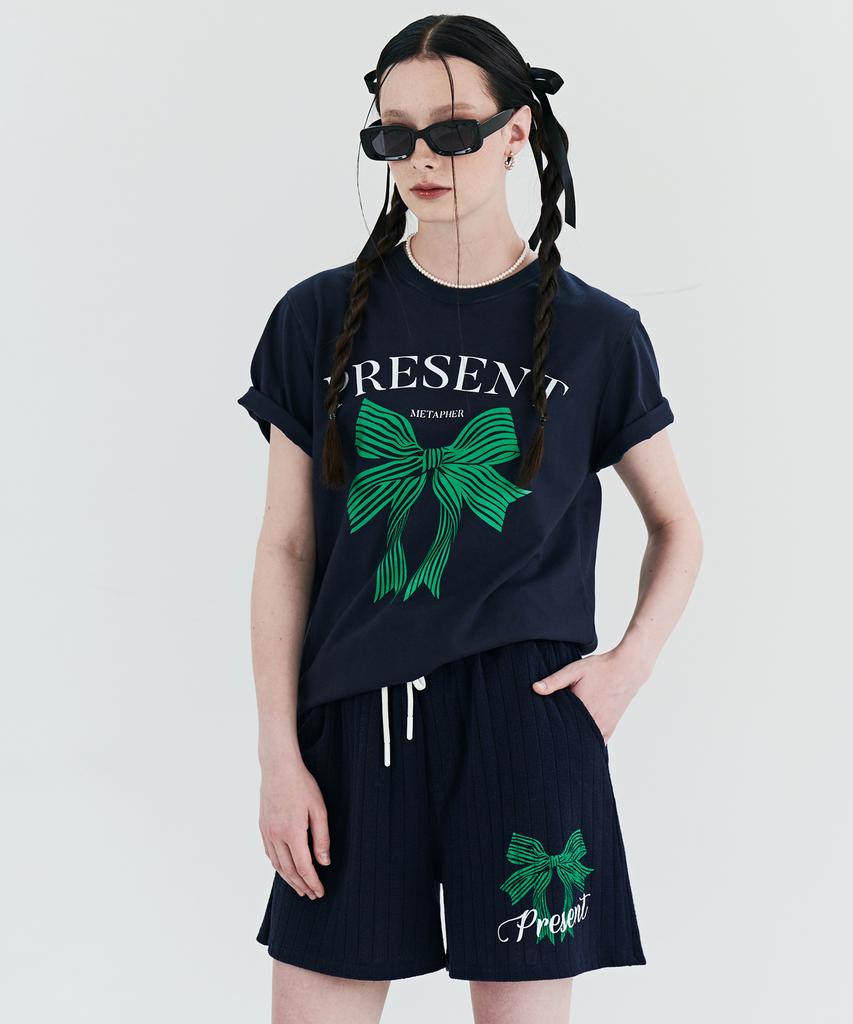 Metapeo Met Summer Knit Ribbon Shorts Navy