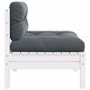 vidaXL 2-Sitzer-Gartensofa mit Kissen Weiß Massivholz Kiefer