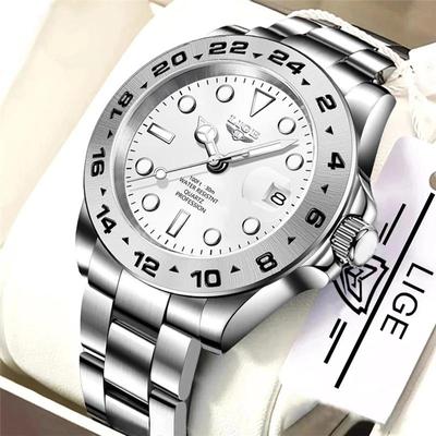2022 LIGE New Watches For Men Sport Quartz Wristwatches Luxury Stainless Steel Clock with Luminous Men Watch Sport Waterproof Watch