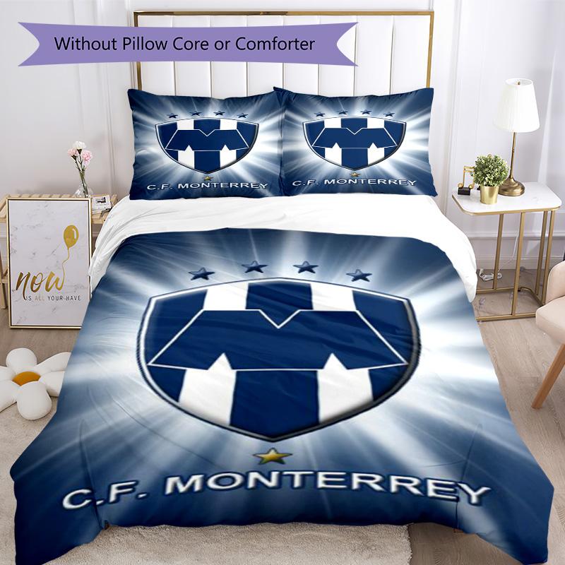 C.F.Monterrey Football Crest Art Printed Pattern Duvet Cover Set – includes 1 duvet cover and 2 matching pillowcases Bedroom decor Christmas gifts