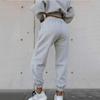 Women Solid Color Long Sleeve Hooded V Neck Hoodies Suit Autumn Winter Loose Top Wide Leg Pants