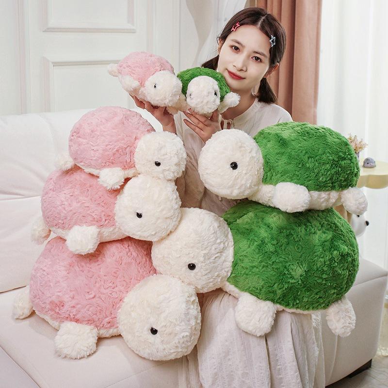 Cute lying turtle doll plush toy chubby green little turtle doll children's company soothing doll