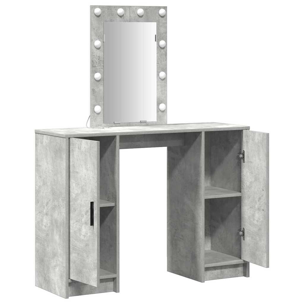 Makeup Vanity Table with Door Light Grey 102 x 33 x 135 cm Engineered Wood