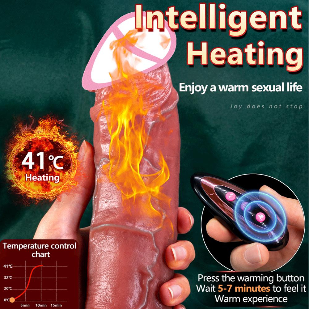 Riesiger Großer Weicher Vibrator Heizung Realistischer Dildo für Frau Mann Kabellos Teleskopisch Großer Schwanz Masturbator Penis G-Punkt Sexspielzeug