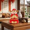 Solar Powered God Of Fortune Sculpture ABS Car Ornaments Nodding Lucky Wealth Statue  Festive Gifts