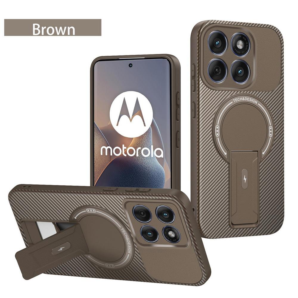 Carbon Fiber Invisible Stand Holder Magnetic Ring Case for Moto Edge 60 Fusion 60s 50 Pro G35 G55 G75 G85 G54 G04 G24 Cover