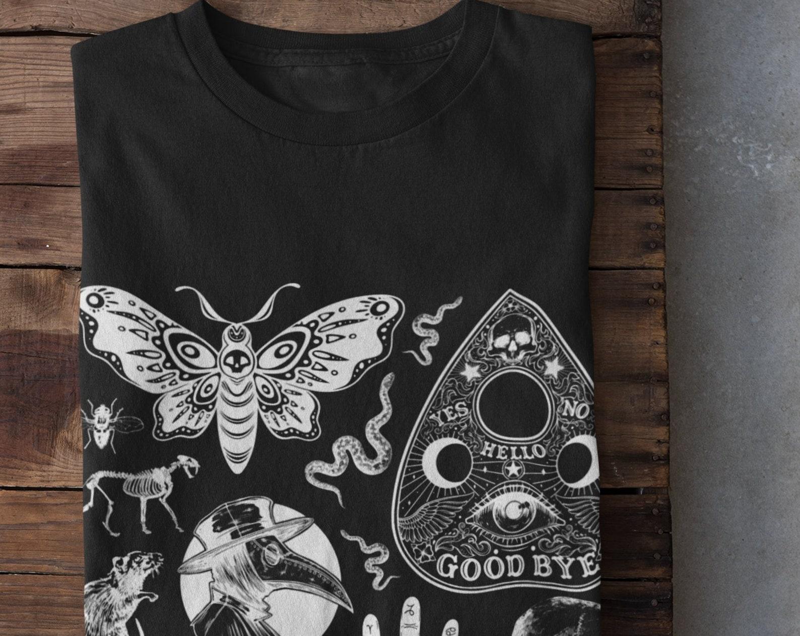 Dark Cottagecore Clothing,Skulls Tshirt,Dark Clothing,Grunge Clothing,Grunge Tshirt ,Ouija Tshirt,Alt Clothing,Grunge Fairycore XL