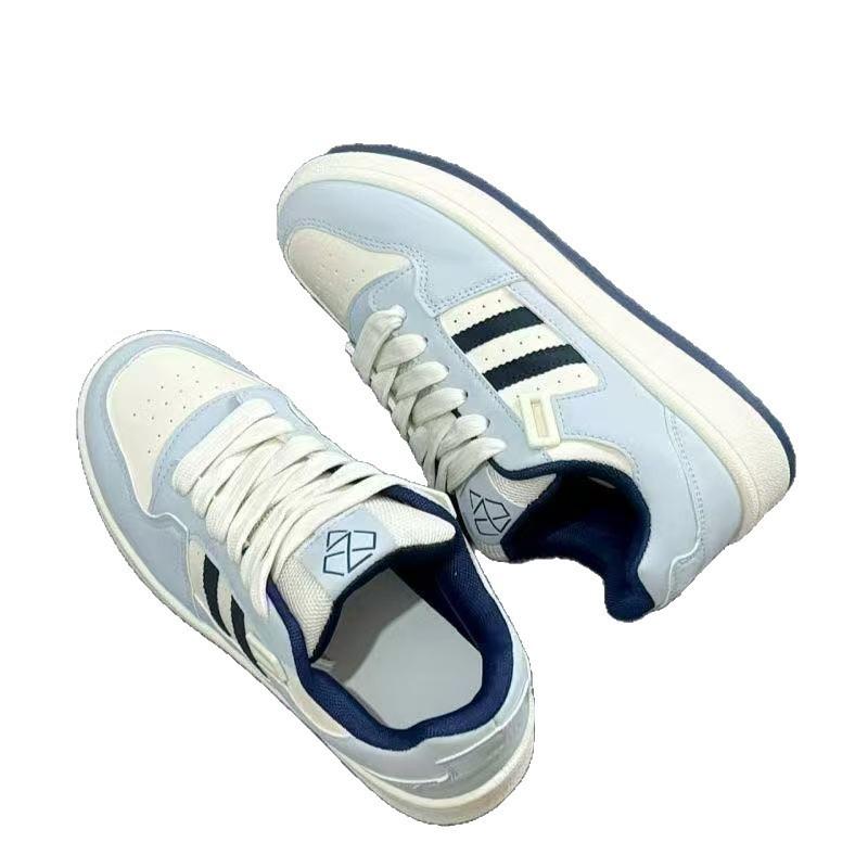 Blå färgmatchande brödskor med tjock sula damtrendiga höst nya mångsidiga avslappnade sportskor dam