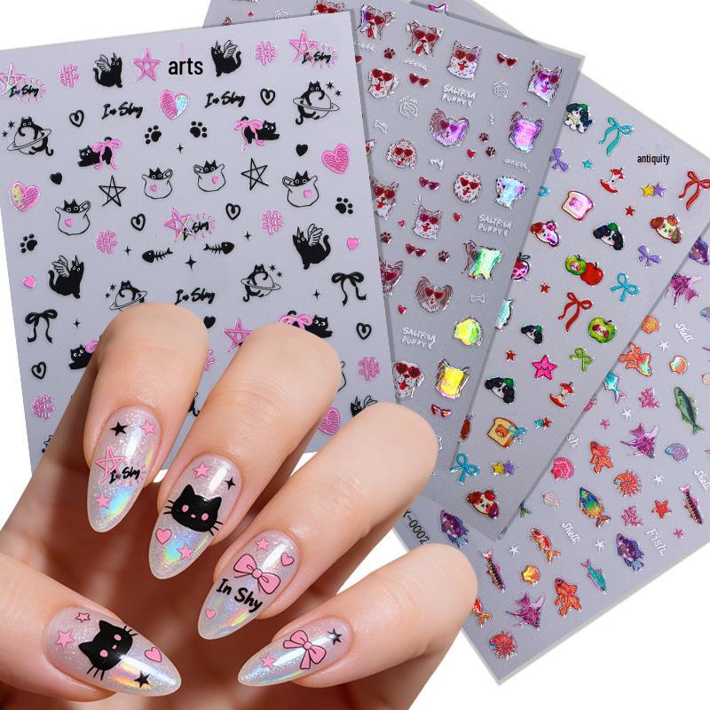 Aurora Rainbow Butterfly 3D Embossed Nail Art Stickers