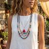 Bohemian Multi-Layer Rice Bead Tassel Pendant Necklace for Women