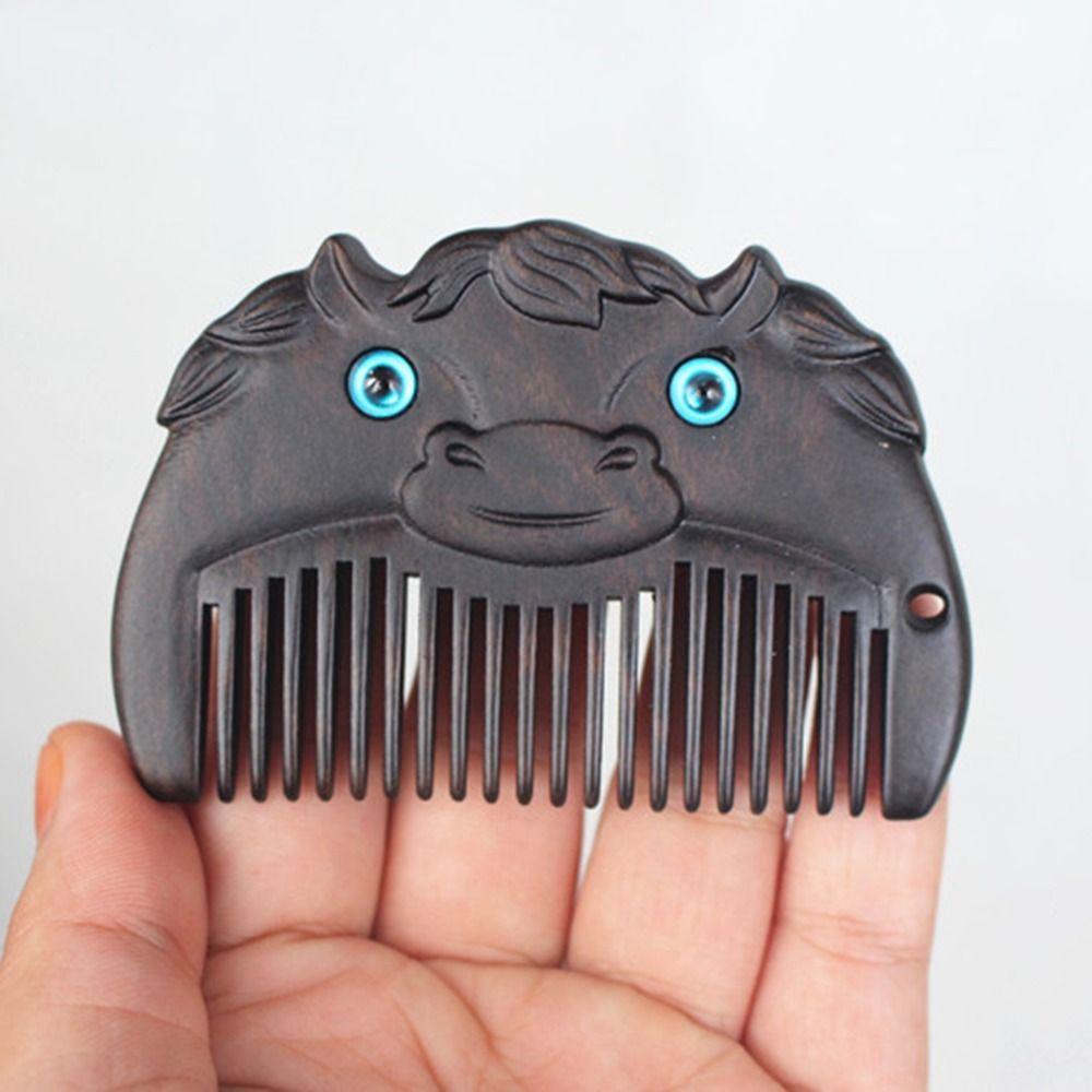 Hairdressing with Tassels Chinese Zodiac Pocket Comb Wooden Hair Comb Fine Tooth Comb Massage Comb