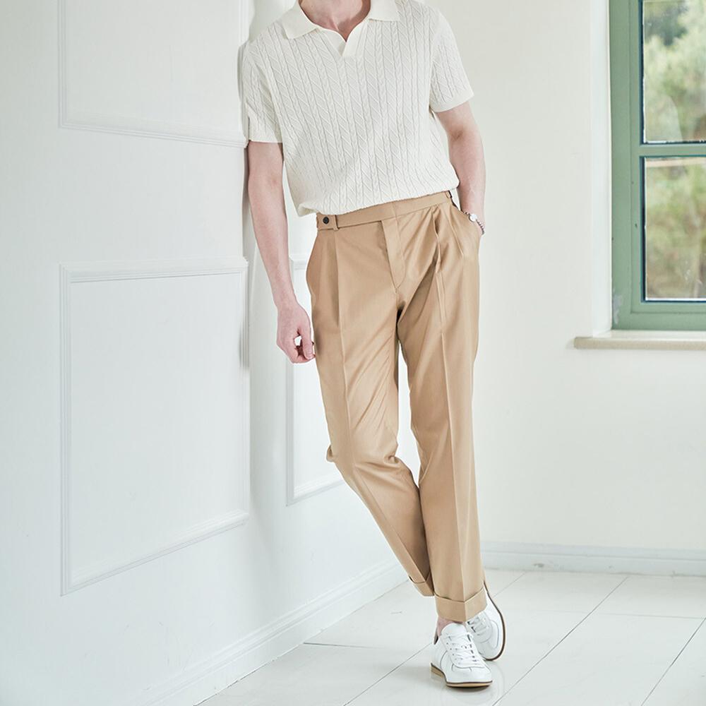 Olkeullaesig Alcpt010 Tailored Two-Pleated Pants_Beige