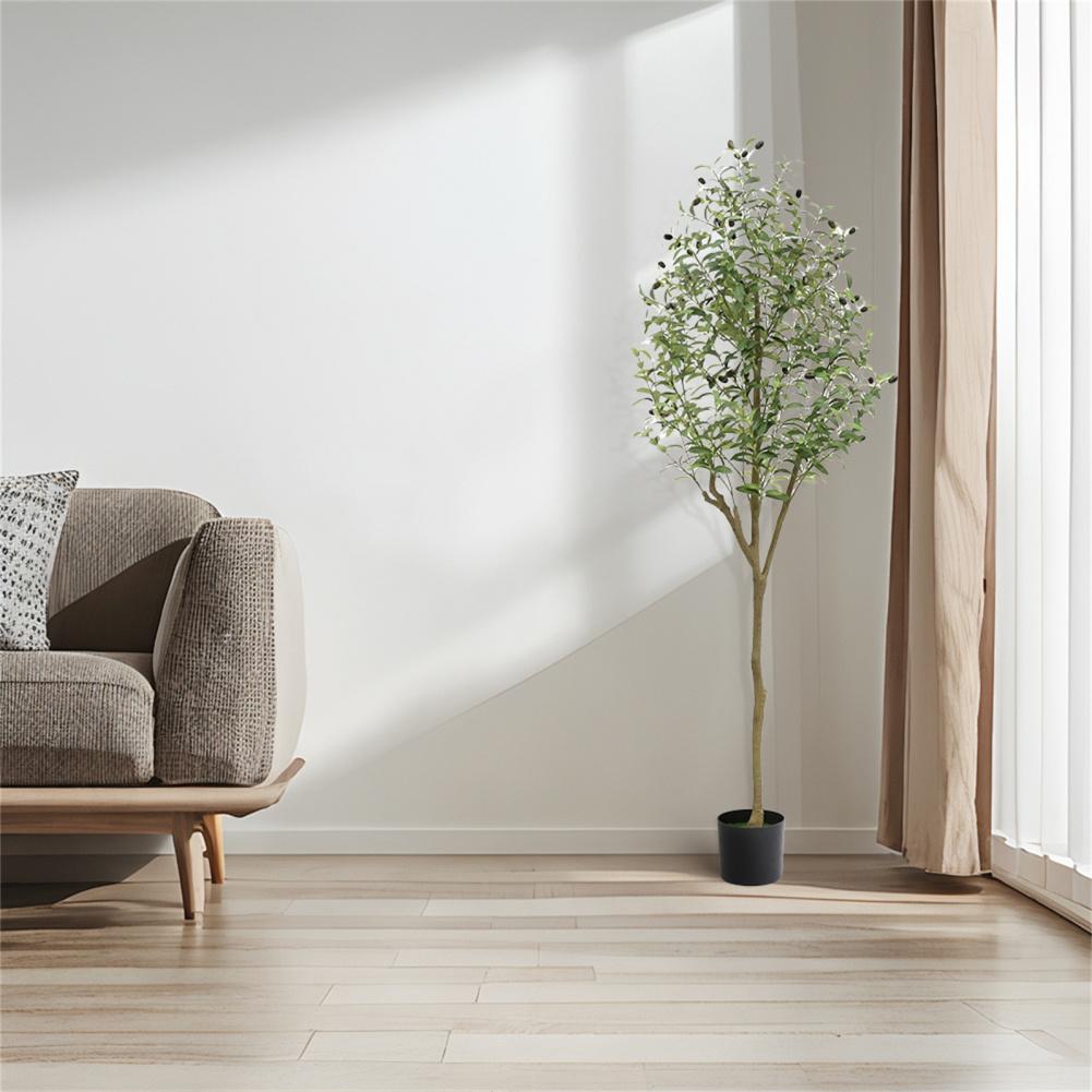 5.9 FT High Indoor Large Artificial Olive Tree, Potted Olive Silk Tree, Modern Artificial Plants Olive Tree For Bedroom Decor