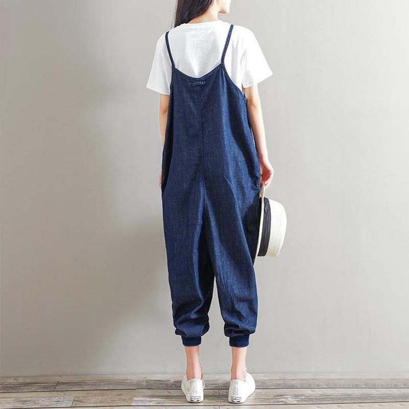 Premium Quality Women Jumpsuits Loose Sleeveless Backless Overalls Stylishly Retro