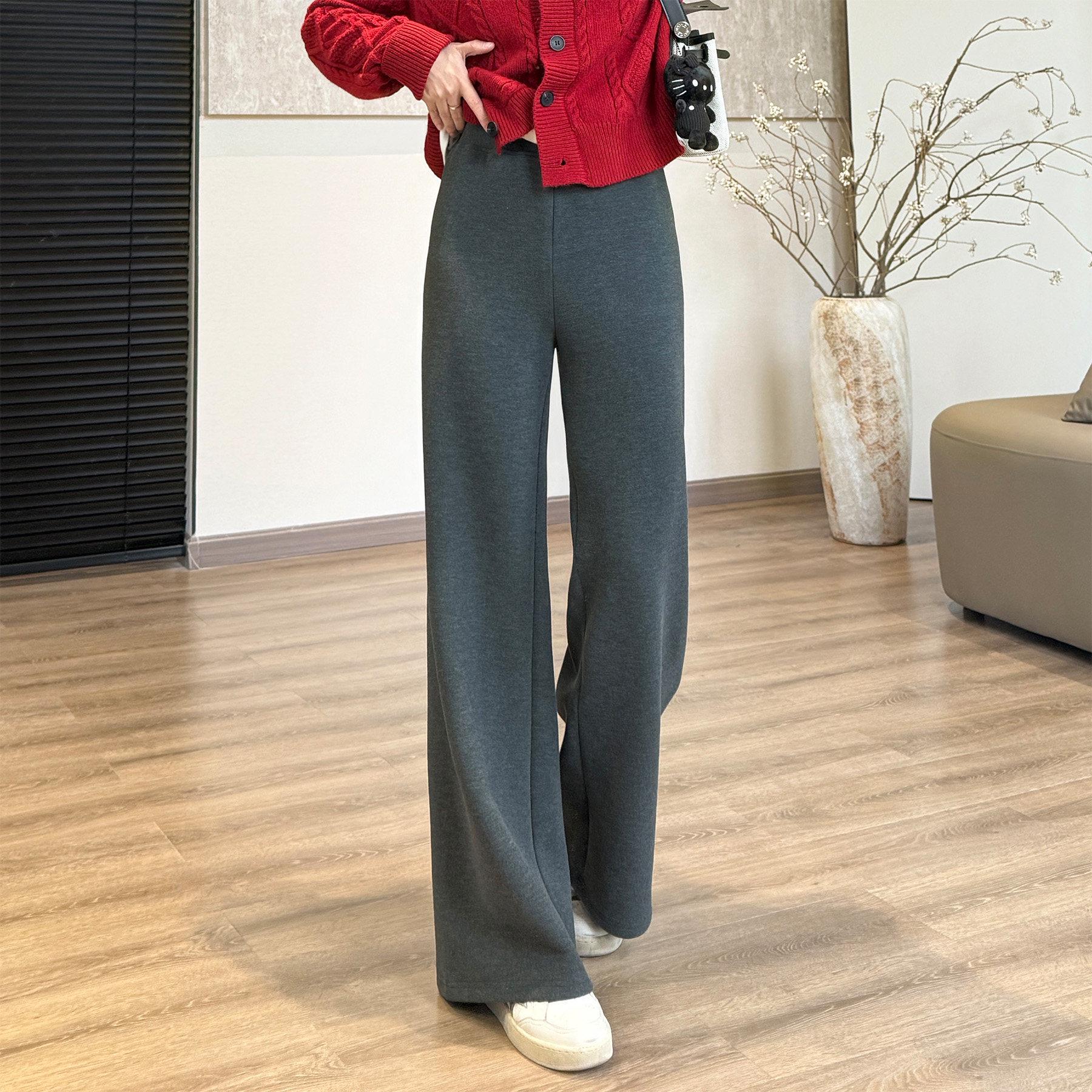 

Cozy Fleece-Lined Wide-Leg Pants: Comfortable & Effortless Casual Trousers M