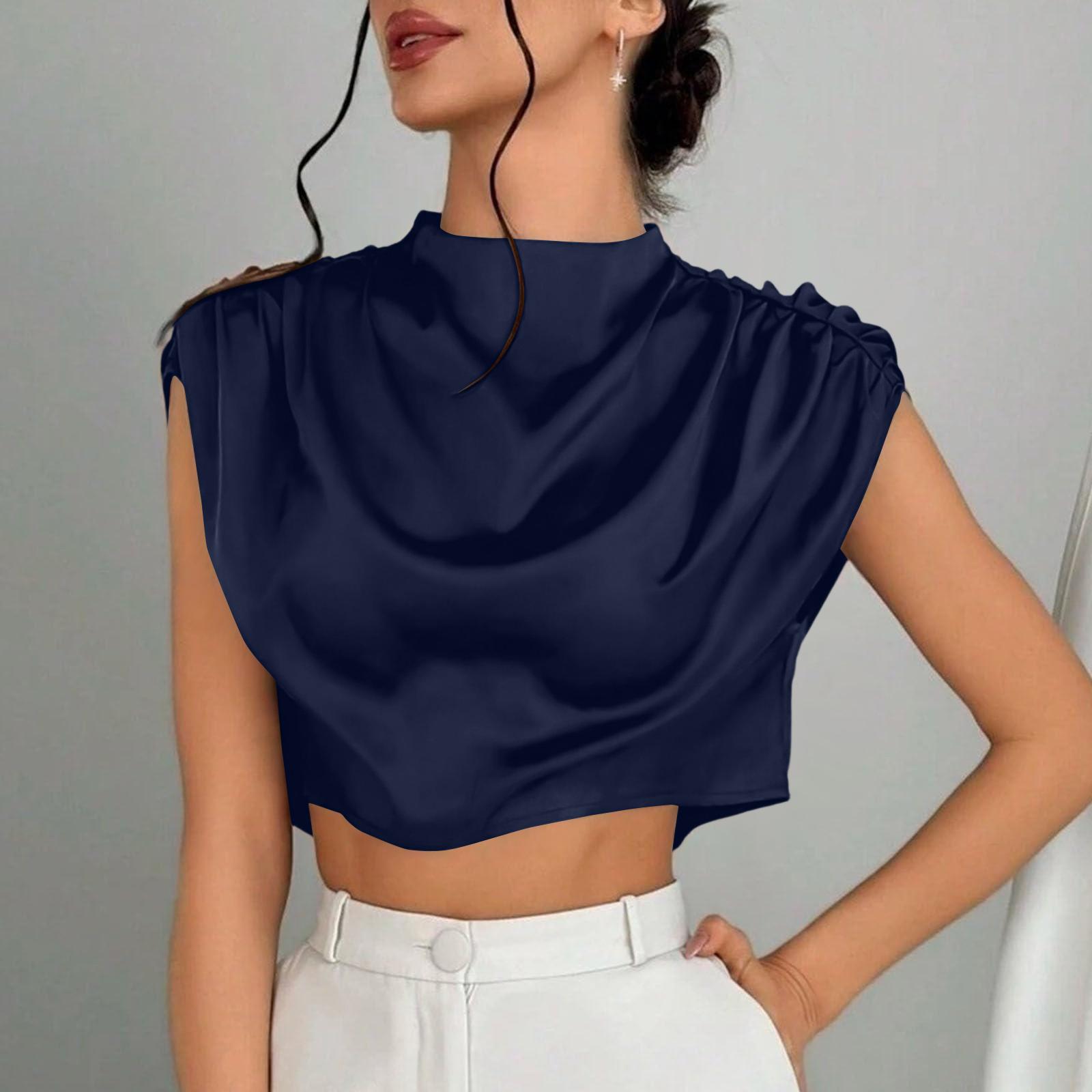 Женская элегантная атласная блузка S