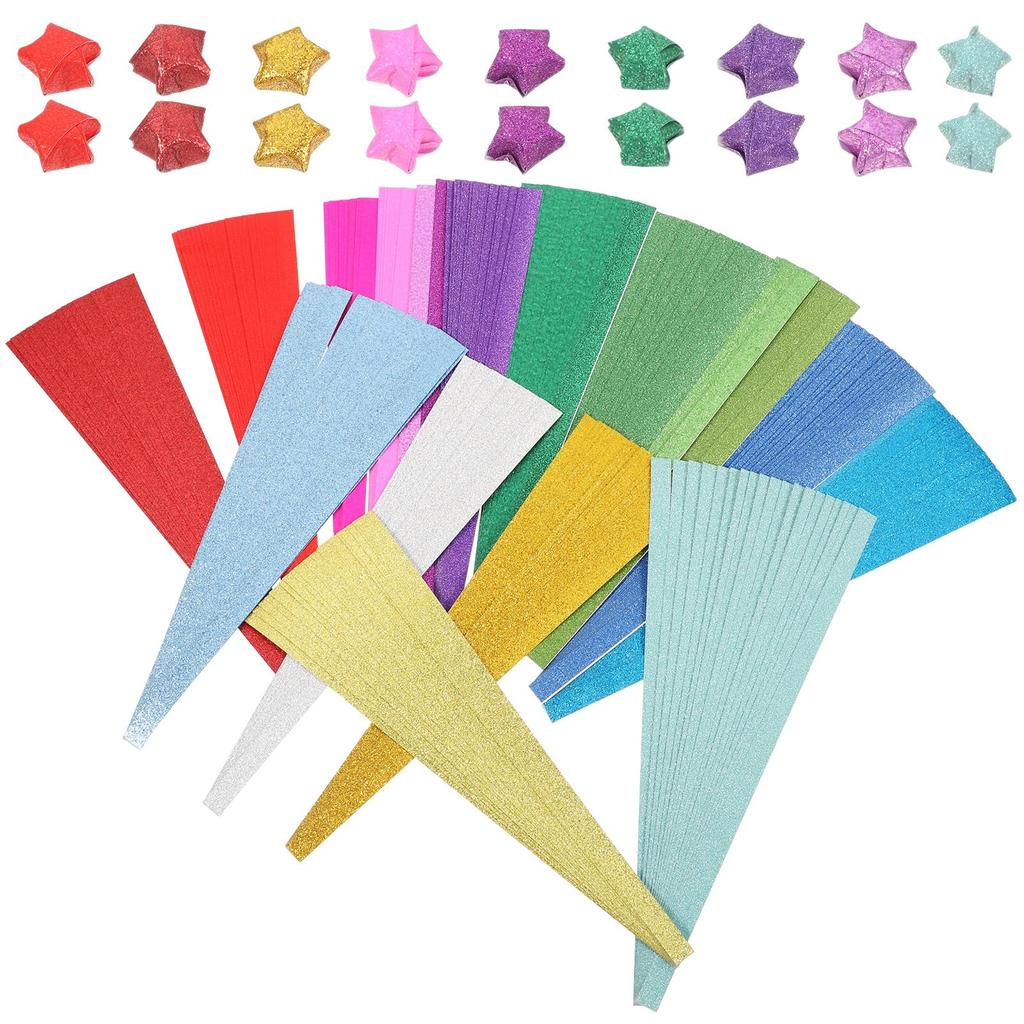 EXCEART 720 Sheets Origami Star Paper, Glitter Origami Star Sheets, Packaged DIY Paper Folding, Tanzaku, Lucky Star Decorations for Kids DIY Crafts