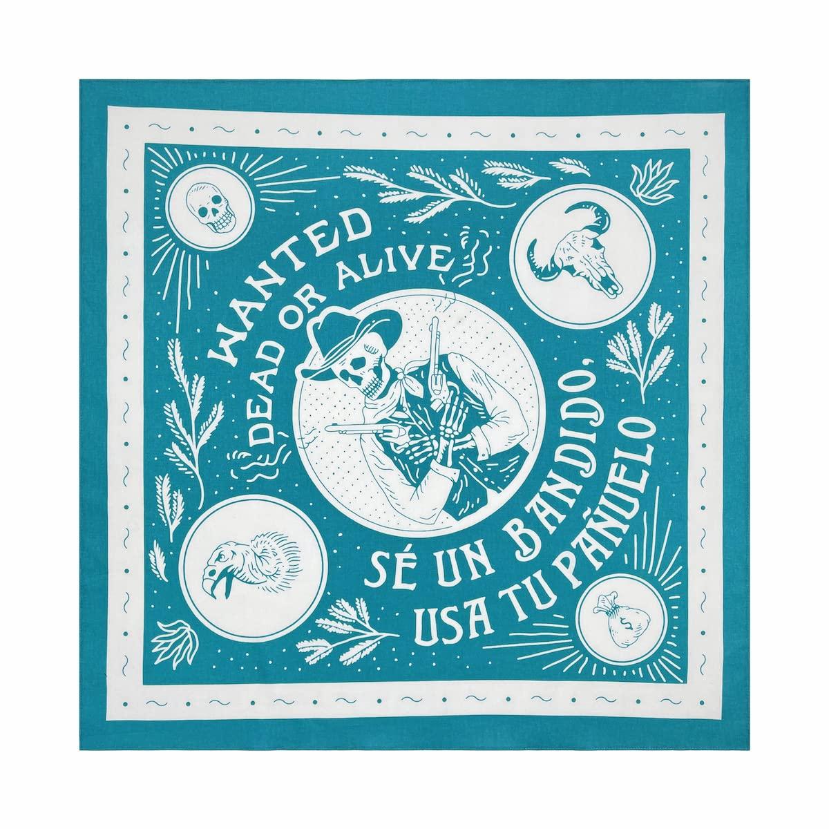Trifong bandana skull pattern blue bandana 100% cotton musketeer grim reaper pattern stylish bandana cap men paisley handkerchief bandana adult