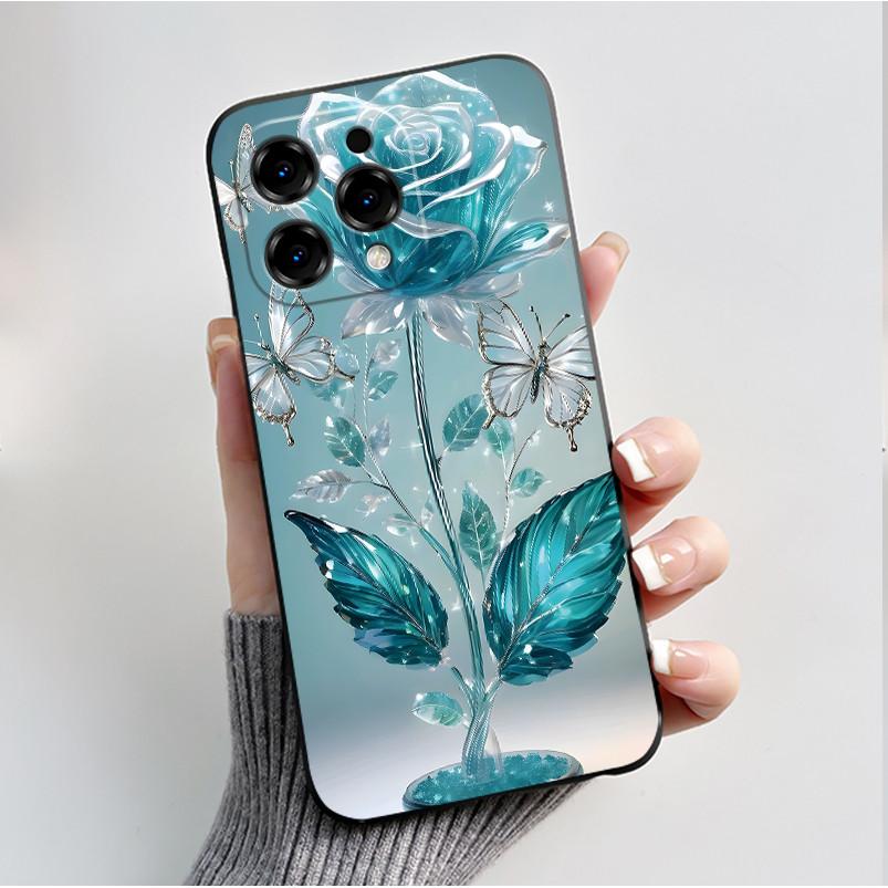 Printed Phone Case For DooGee N55/N55 Plus/N55 Pro Funda Capa Soft Silicone Black Shell Cover Cute Flower Cartoon Casing Coque
