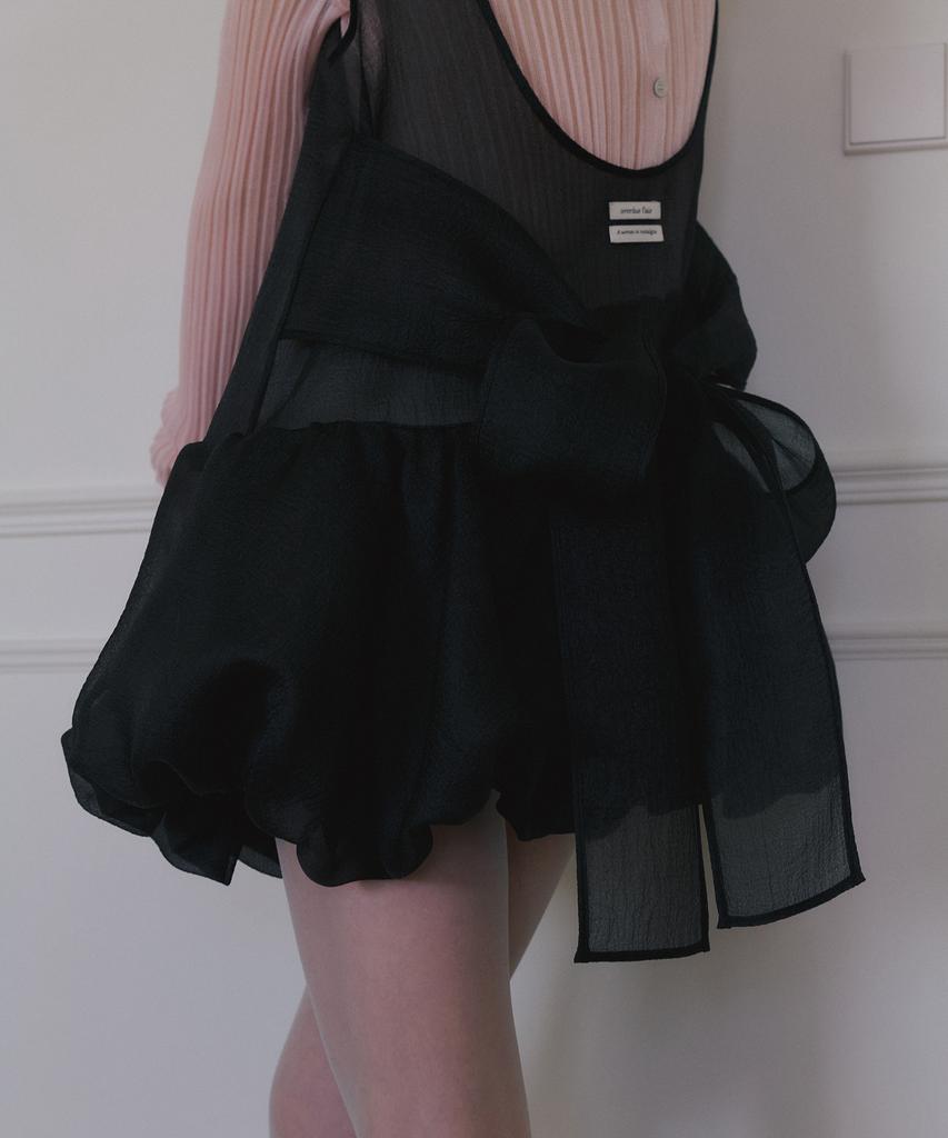 Obeodyupeulleeo Organza Balloon Mini Dress_Black