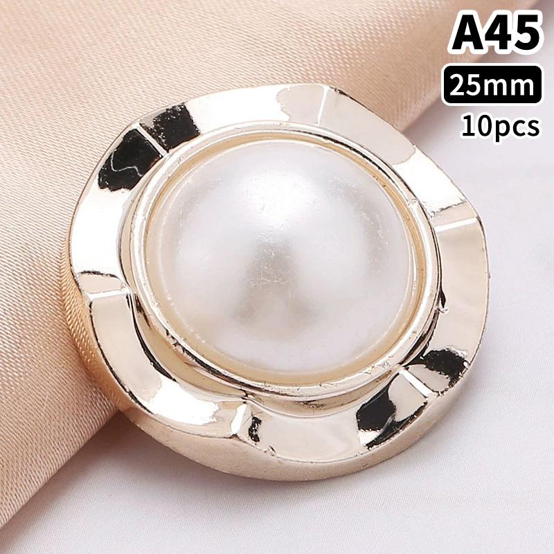 10 Stück 18/21/25mm Blume Perle Gold Kunststoff Schaft Knöpfe für Damen Bekleidung Jacke Pullover Nähzubehör Scrapbooking