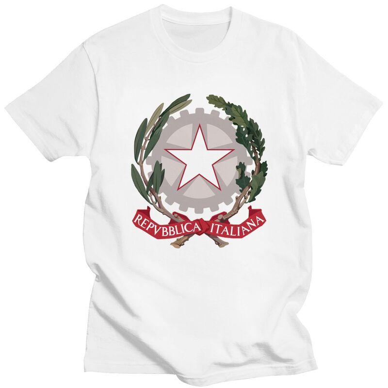 Custom Emblem Of Italy T Shirts Men 100 Cotton Tees Italian Flag Tshirt ShortSleeve Fashion Tshirt