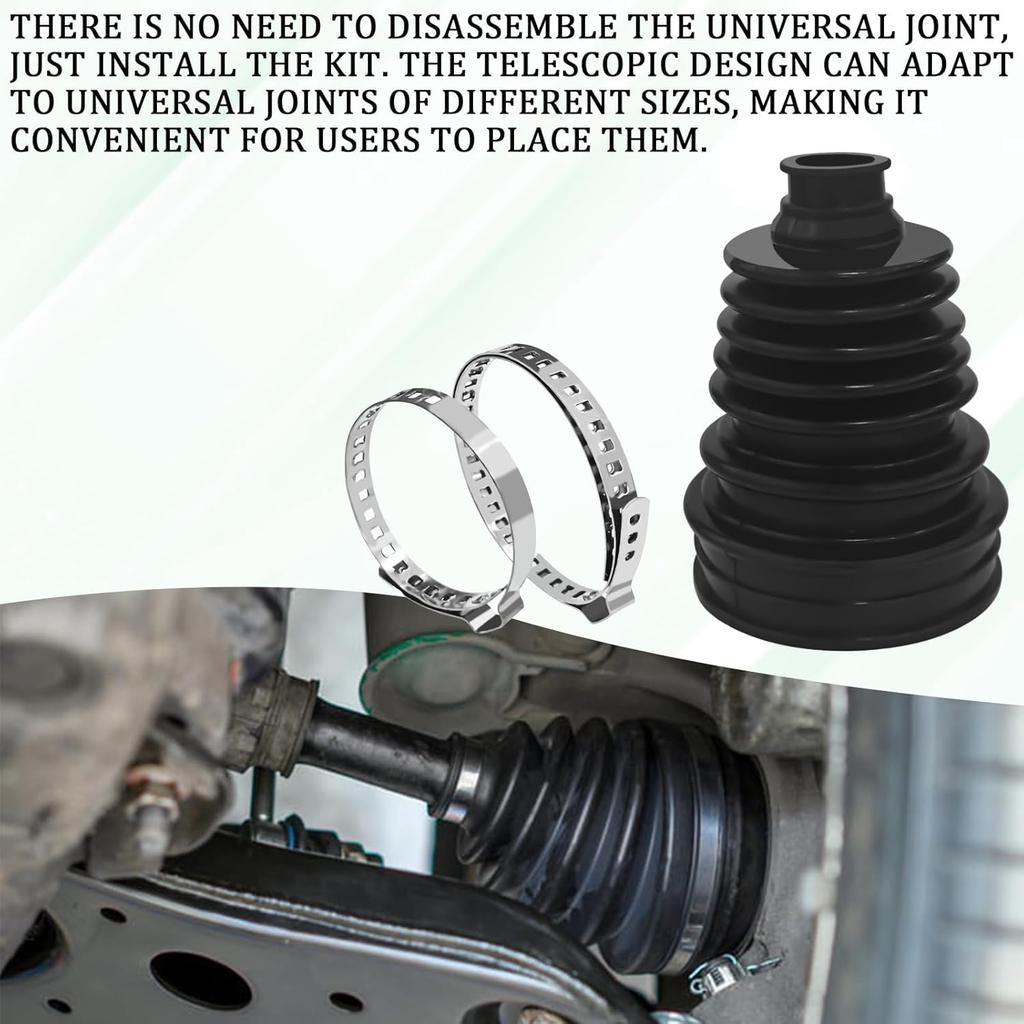 Universal CV Boot Repair Kit, Silicone Waterproof Dustproof Axle CV Joint Boot Set With 4 Stainless Steel Clamps & 6 Cable Ties, Highly Flexible