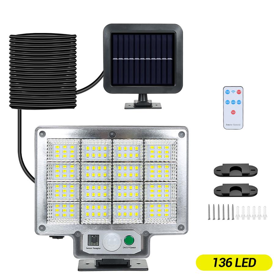 1PC 192 LED Split Solar Light Outdoor Waterproof with Motion Sensor Floodlight Remote Control 3 Modes for Patio Garage Backyard