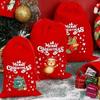 Christmas Red Green Velvet Drawstring Bags  Bulk Candy Biscuit Pouch for Party Favors, Gift Giving & Holiday Decoration Supplies