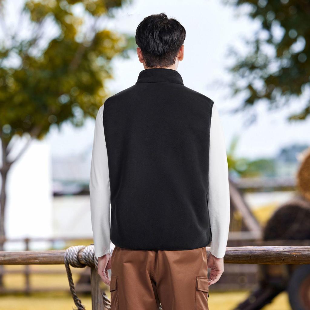 2025 Men's Stand-Up Collar Fleece-Lined Zipper Vest - Warm, Fashionable & Versatile for Autumn/Winter