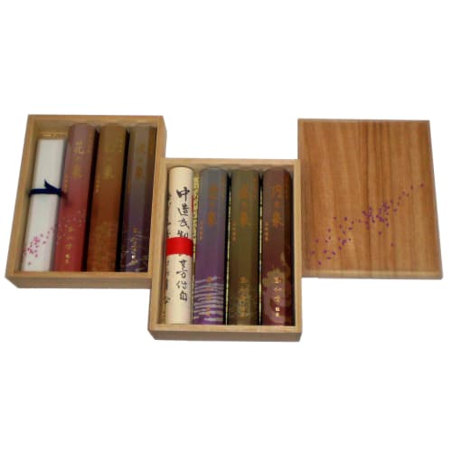 Gyokushodo Incense Sticks, Fragrance Elephant, Assorted Set of 6, with Incense Holder #6621