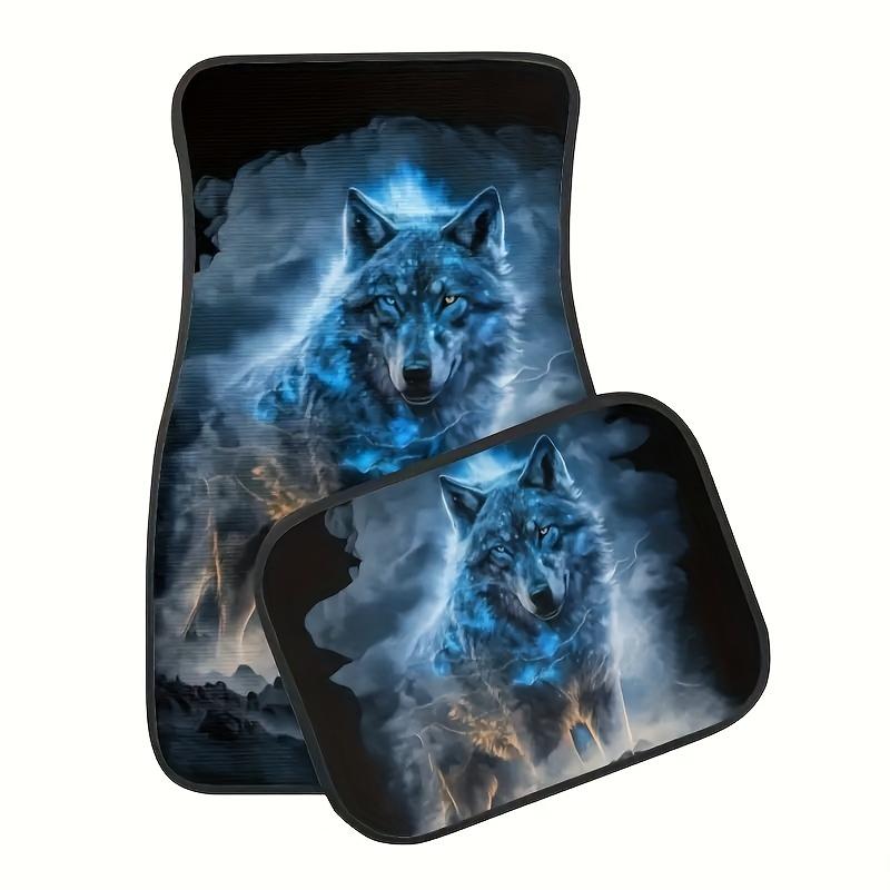 4 szt. Fajne dywaniki samochodowe z nadrukiem wilka, dywaniki przednie i tylne, akcesoria do dekoracji wnętrza