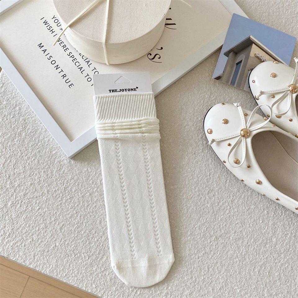 Women's Ballet-Style Mid-Calf Slouch Socks - Thin, Breathable, Diamond Mesh Design, Hollow, Boneless, Great for Summer