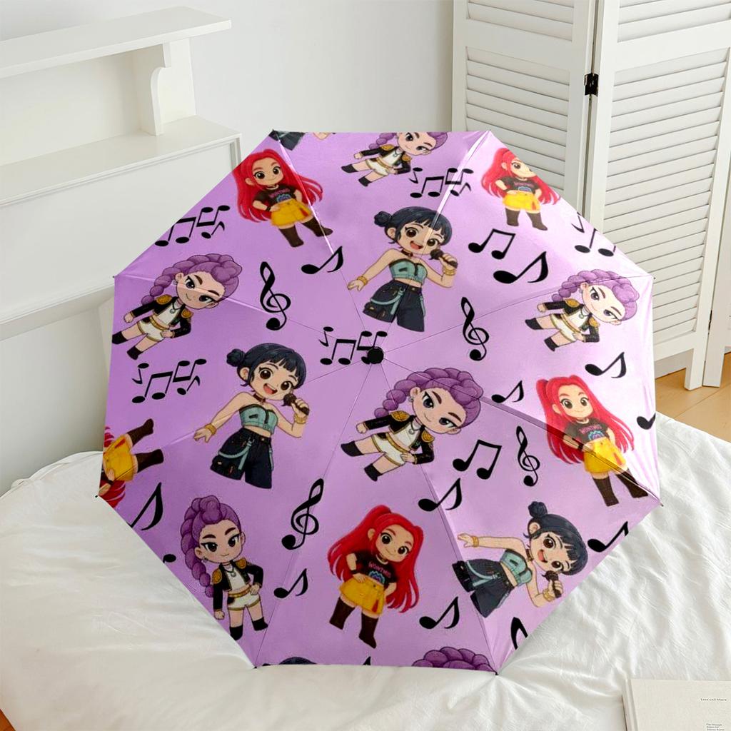 1pz Ombrello Automatico da Esterno Kpop Compatto Design a 8 Stecche Plastica Ferro Resistenti Ombrello Resistente per Uso Quotidiano Ombrello con Fantasia Vivace Ombrello Regalo Festival