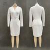 European and American popular spring and autumn new French temperament celebrity waist hip wrap long sleeve suit dress