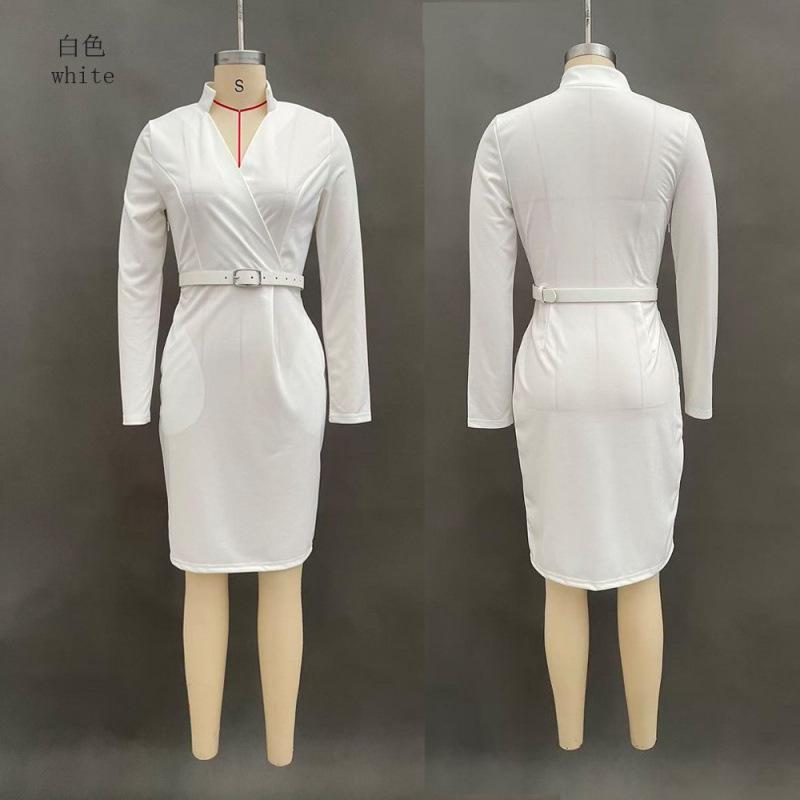European and American popular spring and autumn new French temperament celebrity waist hip wrap long sleeve suit dress