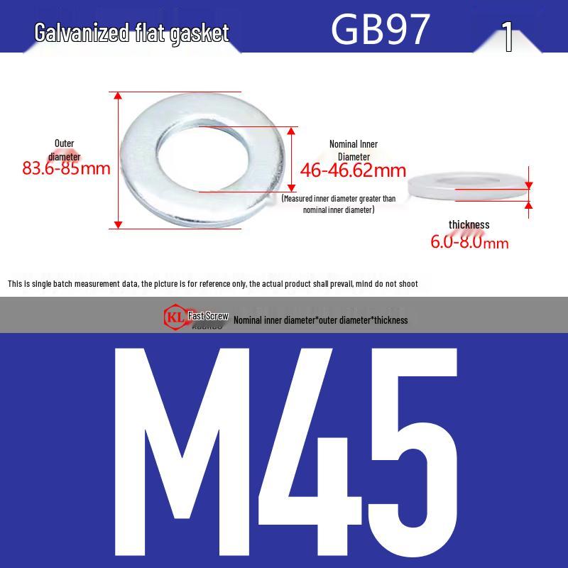 Galvanized Hex Nuts, Flat Washers, Spring Washers in M2-M48, Blue and White Zinc Coated