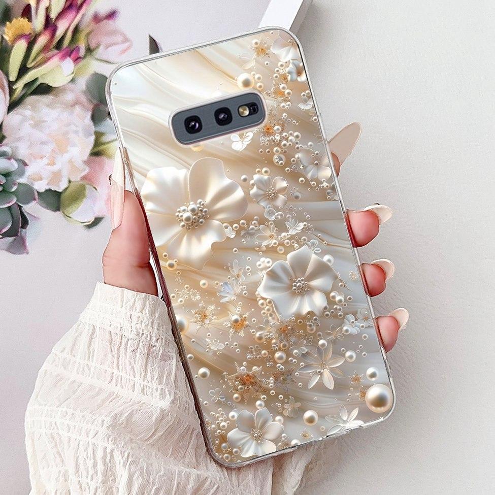 Clear For Samsung S10e Case Cover Luxury Butterfly Love Fashion Flowers Cool Funny Painted Soft Phone Case SM-G970F SM-G9700