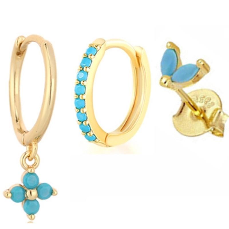 New Design Stainless Steel Cubic Zirconia Chain Hoop Earring For Women Star Moon Pendant Cartilage Earring Piercing Jewelry