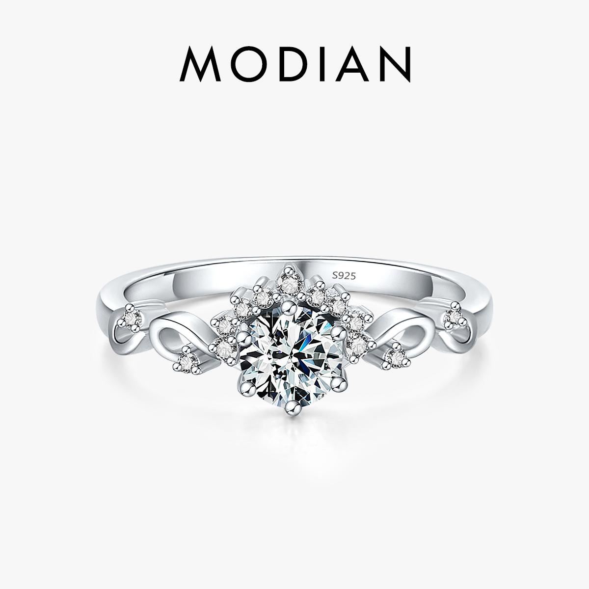 

MODIAN Sparkling Dazzling Wedding Crown Finger Rings For Women Real 925 Silver Ring Engagement Statement Female Jewelry 5