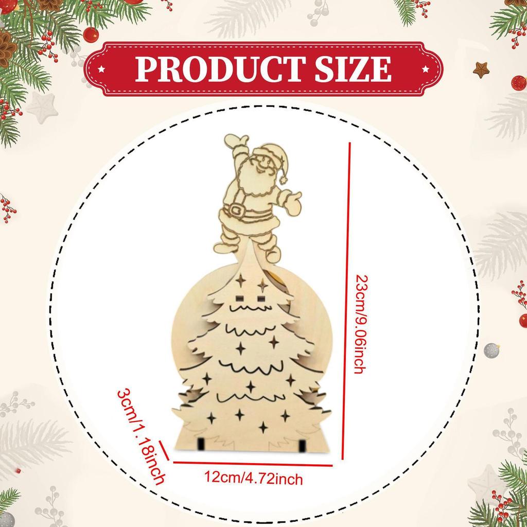 Wooden Christmas Tree Centerpiece Bookshelf Figure Table Kitchen Cabinet Holiday Collectible