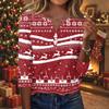 Women's Casual Christmas Print V-Neck Button-Front Three-Quarter Sleeve T-Shirt Top