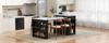 Kitchen Island with Casters, Extendable Dining Table with Foldable Tabletop, Bar Table with Power Strips and Hooks (black)