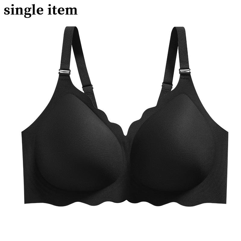 Leopard Print Bra Large Size Underwear Women's Jelly Glue Thin Seamless Steel Rim Bra
