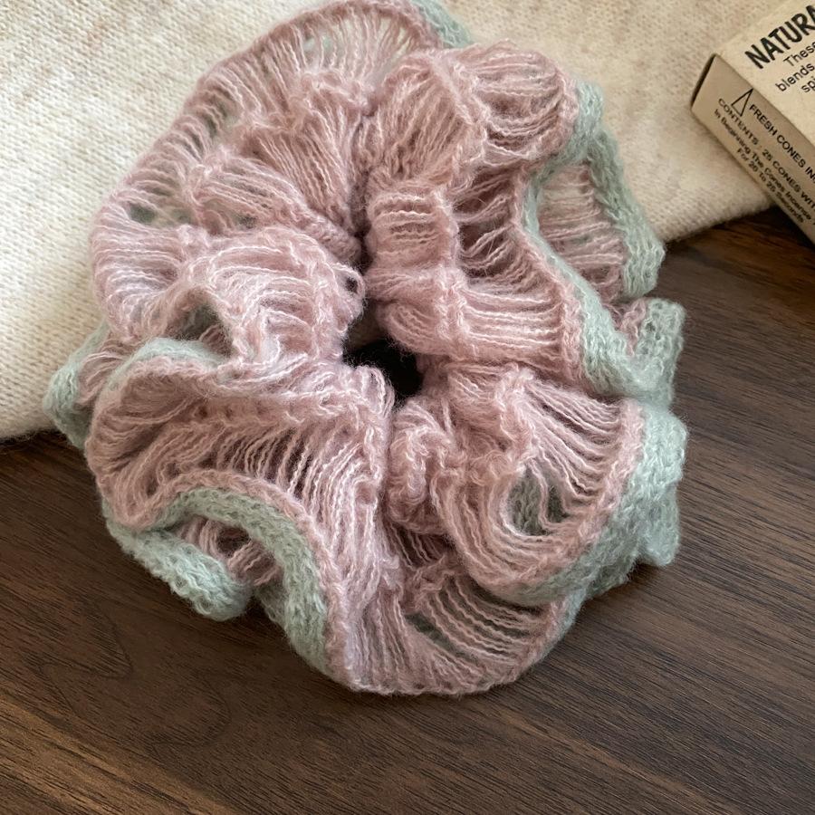 Podzimní a zimní korejská verze líného stylu vlněná pletená krajková čelenka dámská vysoce kvalitní velká gumička do vlasů univerzální vlasy