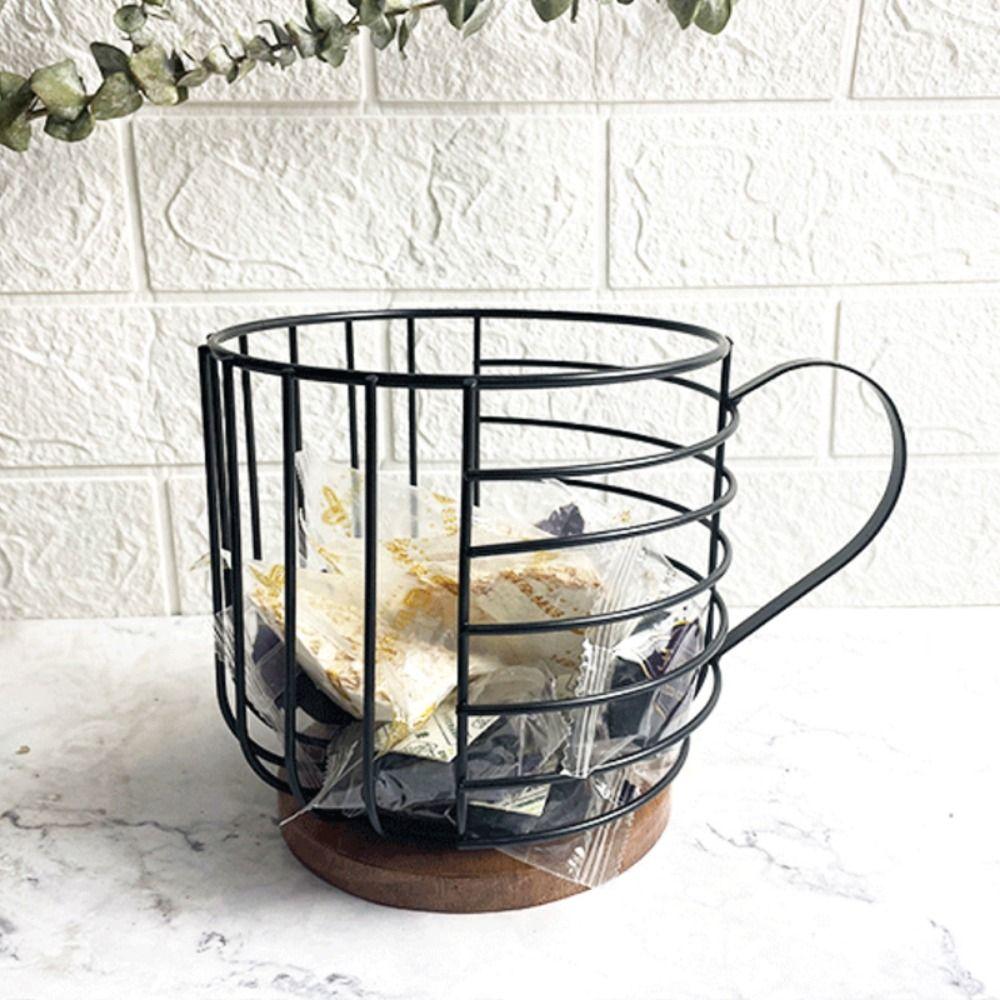 

Полки для хранения фруктов из черной проволоки, органайзер для хранения кофейных стручков большой емкости, еда