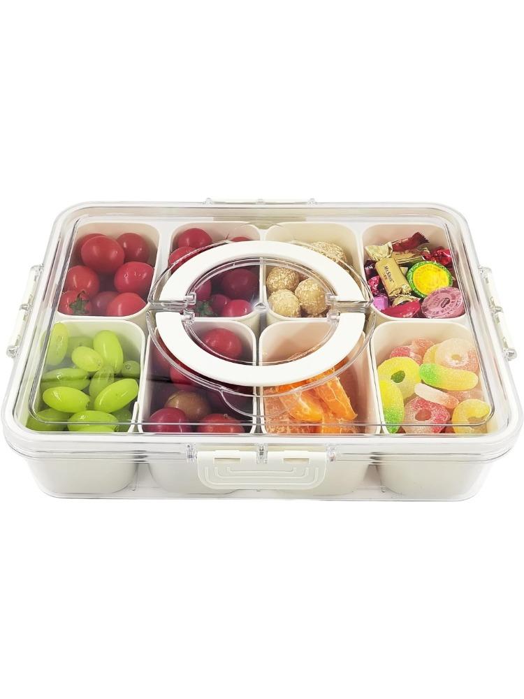 

Контейнер для закусок с 8 отделениями, разделительный поднос, коробка для хранения закусок, поднос для фруктов для взрослых с крышкой и ручкой, контейнер для закусок