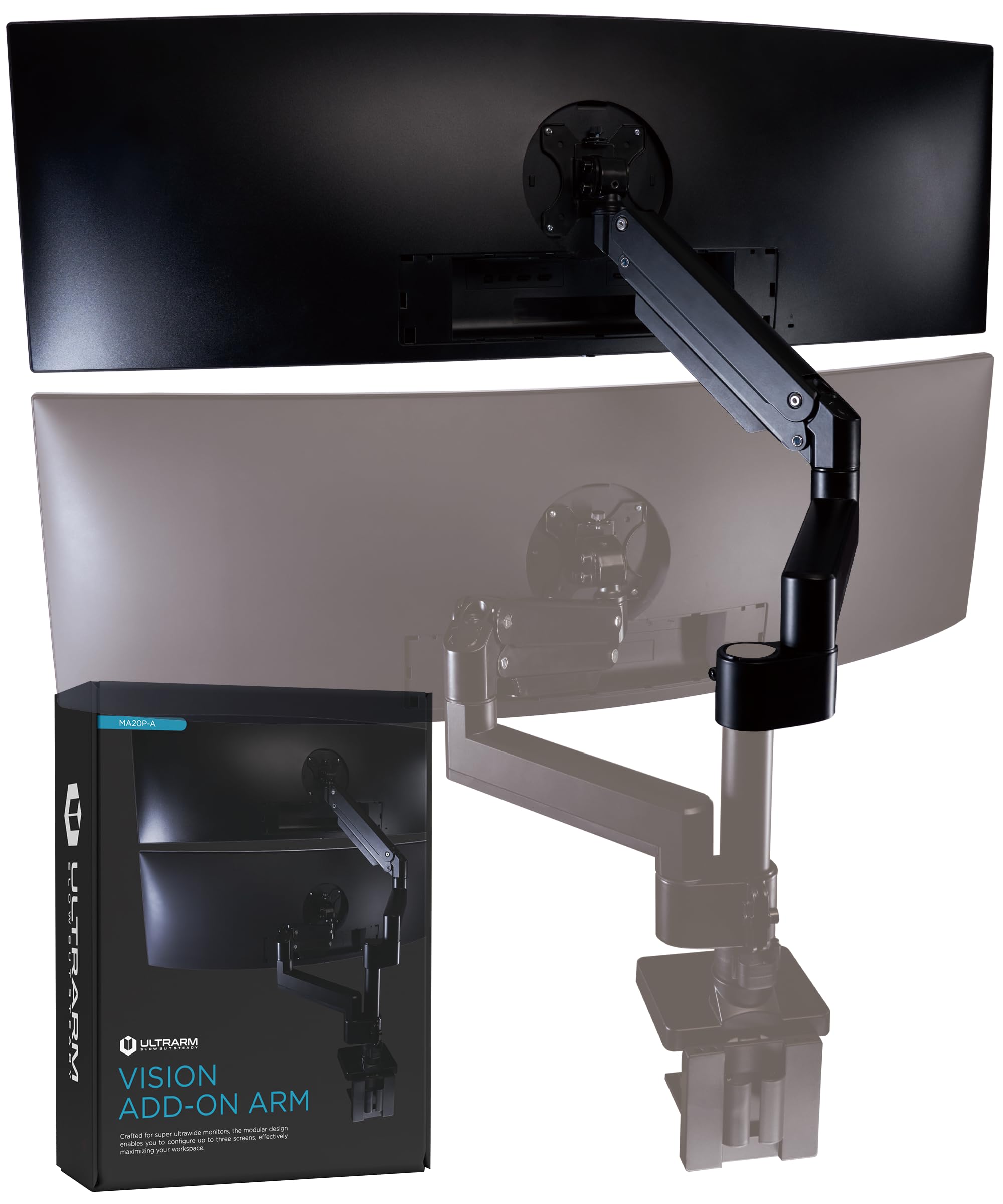 

ULTRARM Дополнительный Совместимый с Грузоподъемность Стойка Газ Высокий Совместимый с VESA 75x75мм Монитор Двойной Верхний и ПК Кронштейн, Большой, 17-57 дюймов, 20кг, чёрный