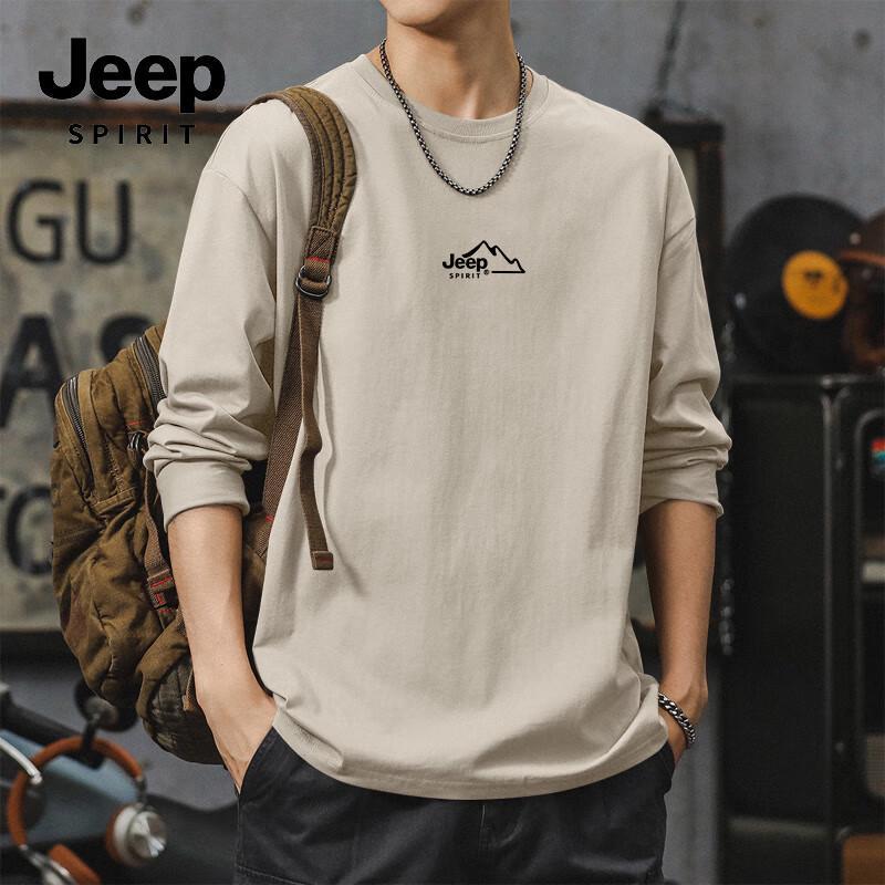 JEEP SPIRIT Men s Heavyweight Cotton Long-Sleeve T-Shirt 4XL
